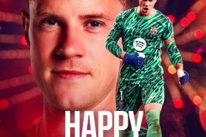 开云在线-今天是特尔施特根33岁生日，巴萨社媒：我们的队长，生日快乐